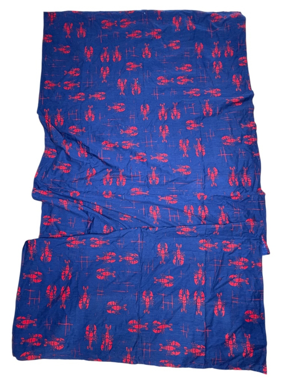 tablecloth lobsters sea ocean blue red cotton 86x42 handmade